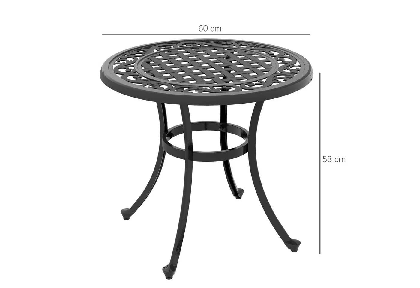 Outsunny Gartentisch Beistelltisch Schwarz Aluminiumguss - Bild 3