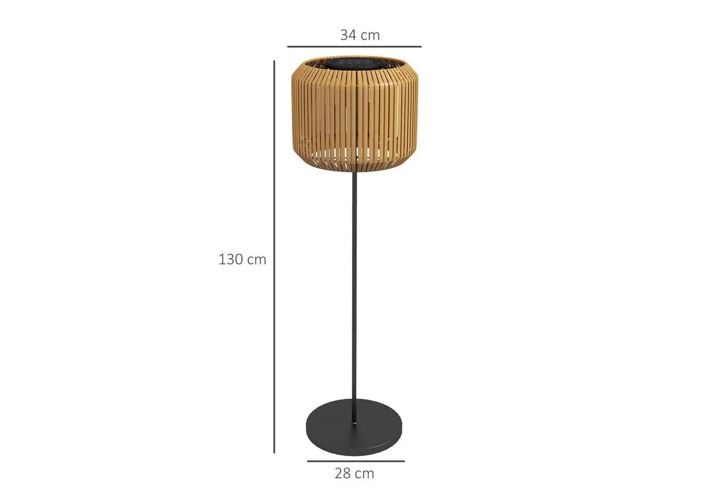 Outsunny LED Solarleuchte Wegleuchte Gelb Rattan - Bild 3
