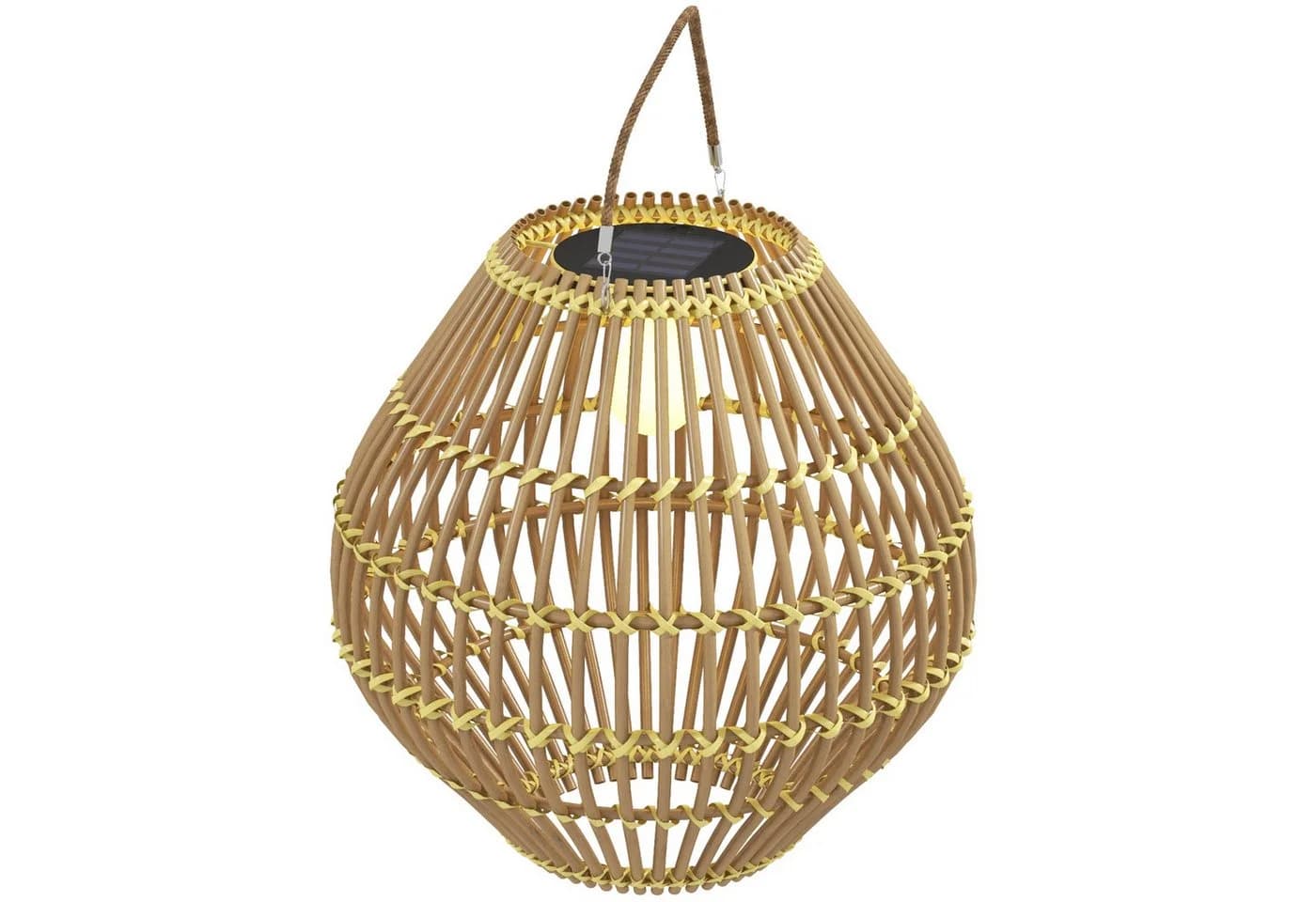 Outsunny LED Solarleuchte Rattan Gartenleuchte Gelb - Bild 2