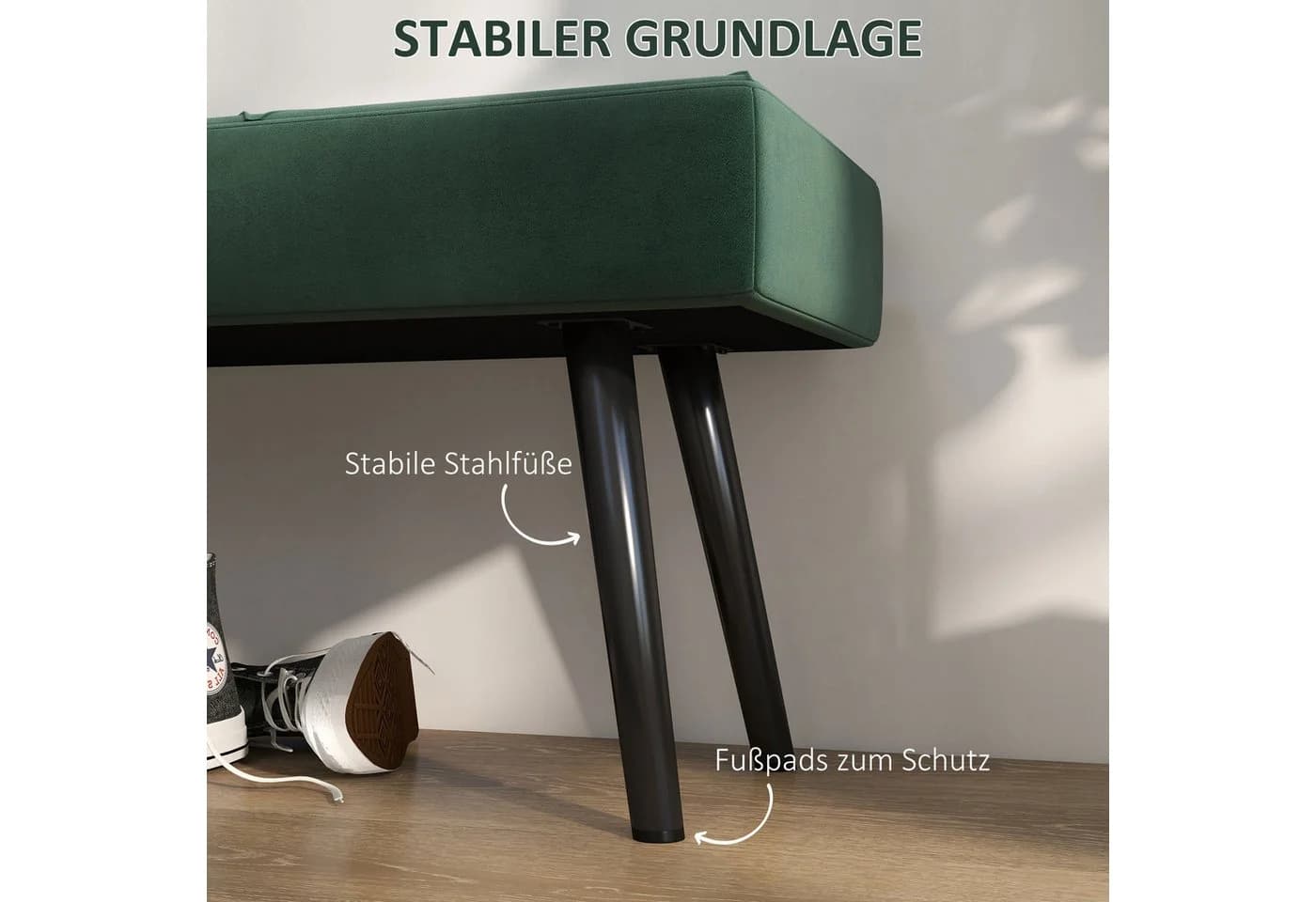 HOMCOM Polsterbank Grün Samtoptik X-Muster 120kg Belastbar - Bild 5