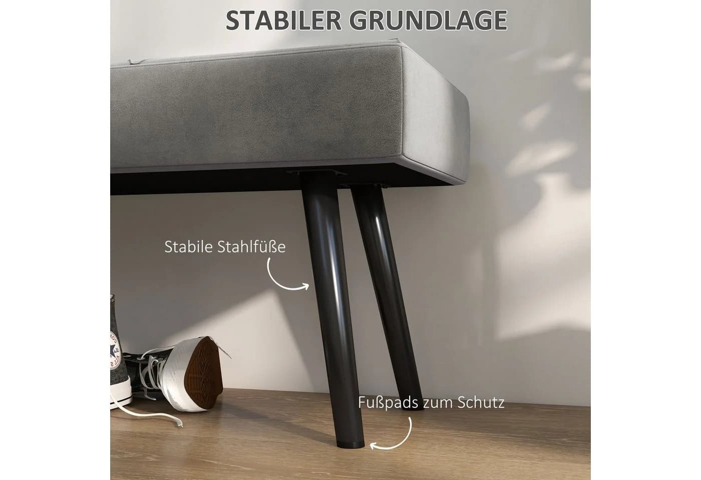 HOMCOM Polsterbank Grau Samtoptik X-Muster Sitzbank - Bild 5
