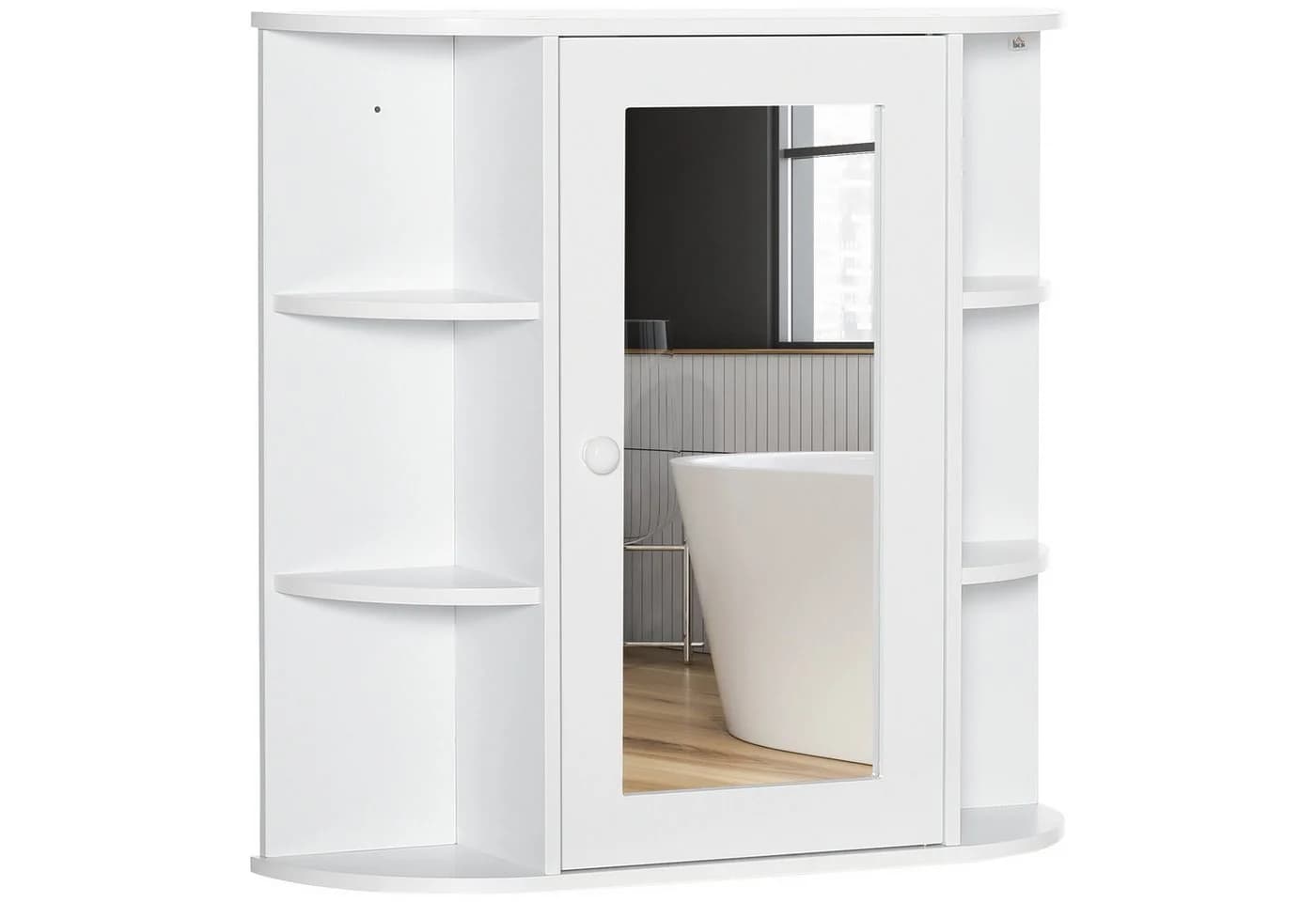 HOMCOM Spiegelschrank Badspiegel Wandmontage Weiß 8 Fächer