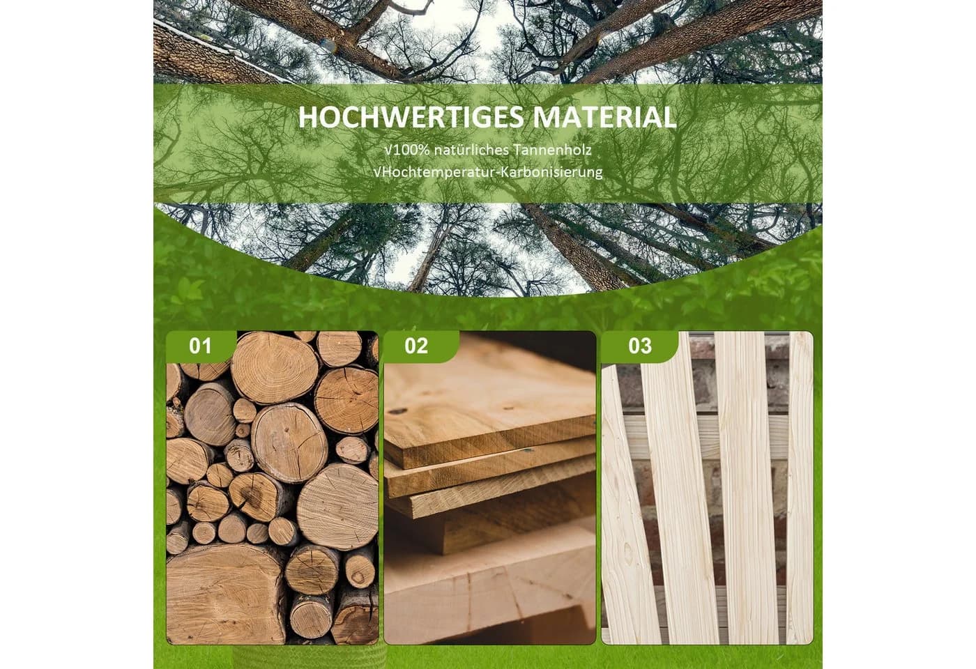 Outsunny Gartenbank 2-Sitzer Tannenholz Natur - Bild 5
