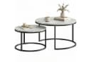 HOMCOM Runder Couchtisch Satztisch 2-tlg. Grau Marmoroptik Bild 1