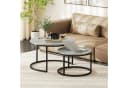 HOMCOM Runder Couchtisch Satztisch 2-tlg. Grau Marmoroptik Bild 2