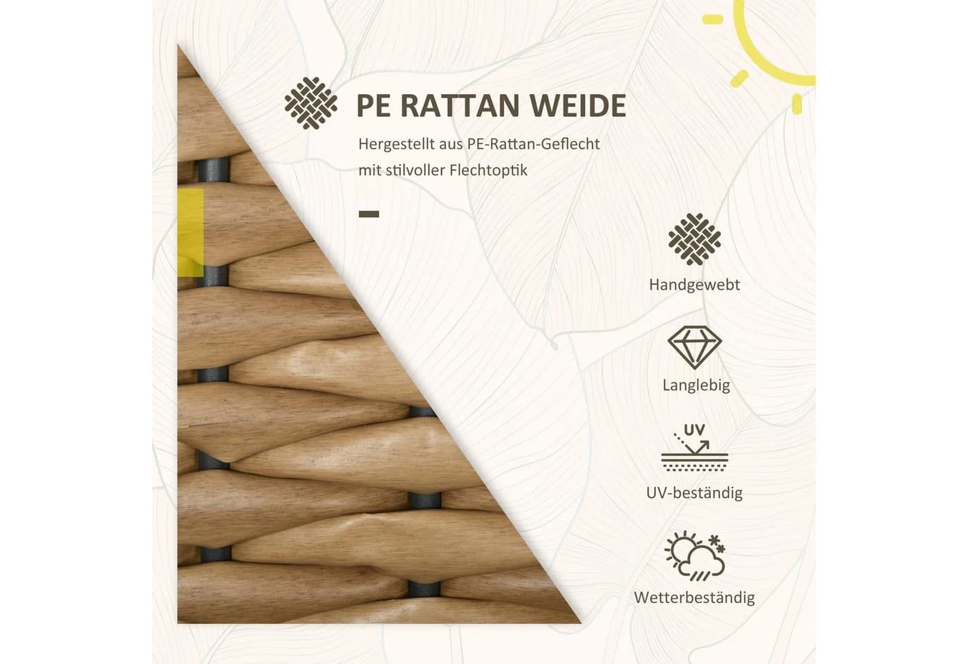 Outsunny 2er-Sitzgruppe Rattan Gartenstuhl mit Kissen stapelbar - Bild 4