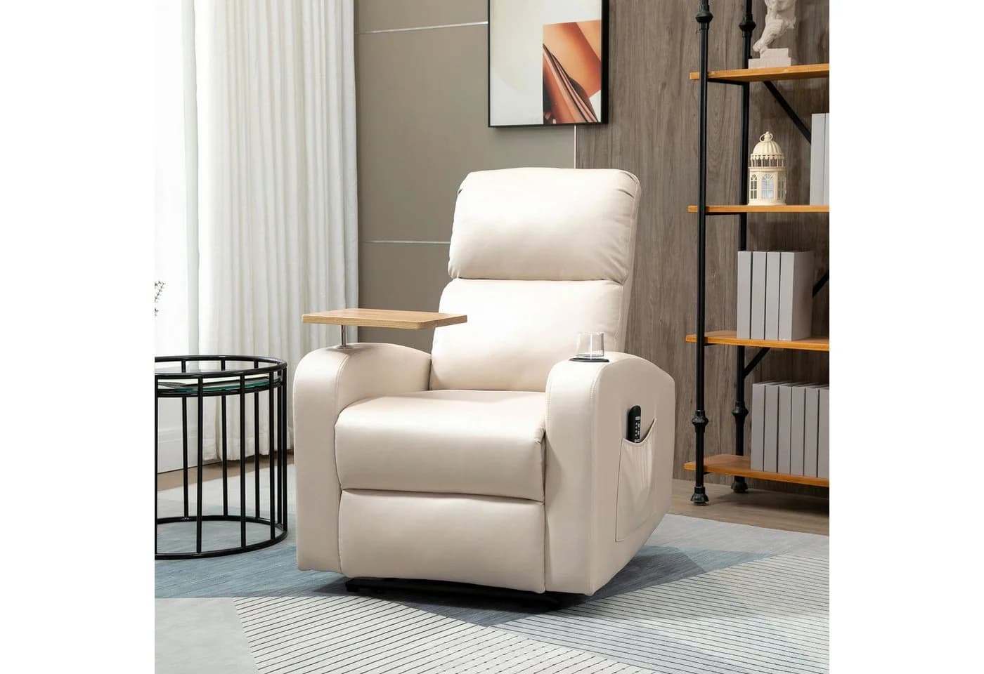 HOMCOM Massagesessel elektrisch Relaxsessel mit Massagefunktion Beige - Bild 2