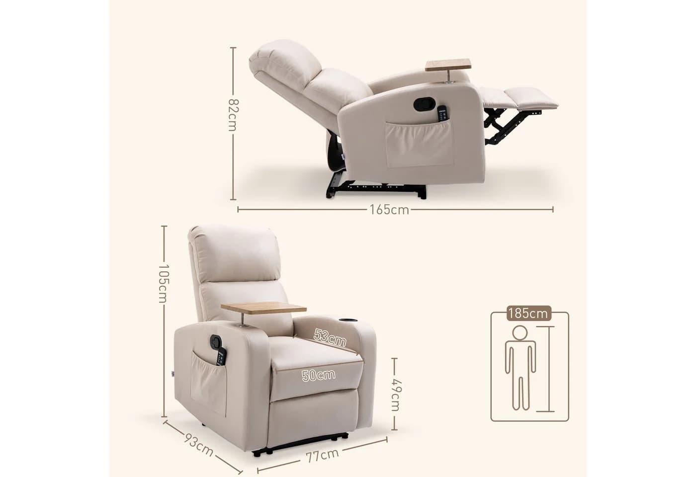 HOMCOM Massagesessel elektrisch Relaxsessel mit Massagefunktion Beige - Bild 3