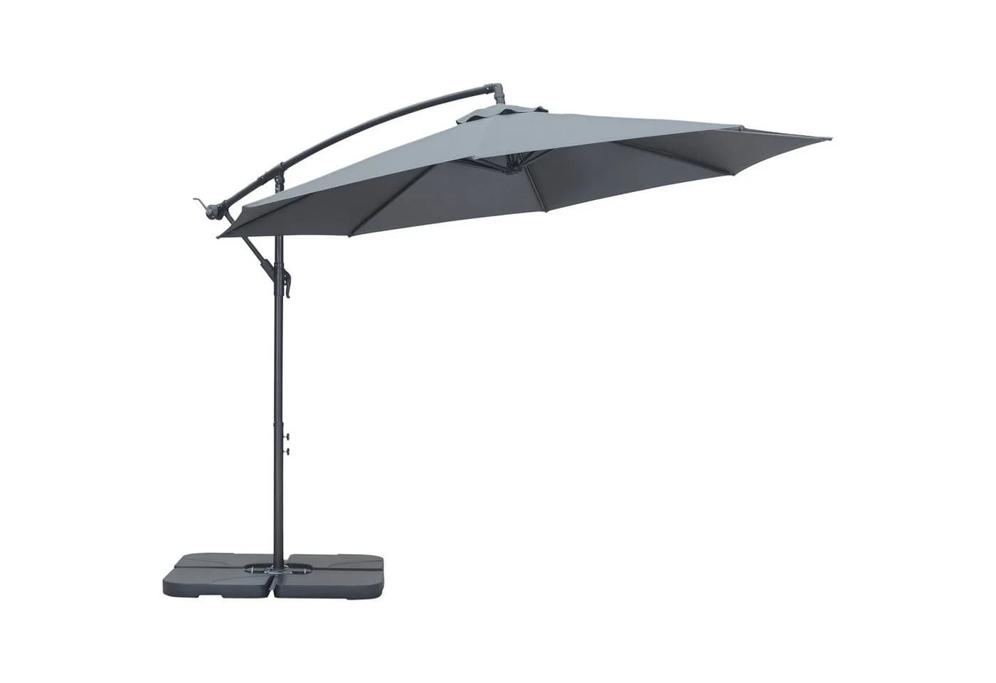 Outsunny Ampelschirm Gartenschirm mit Handkurbel Grau