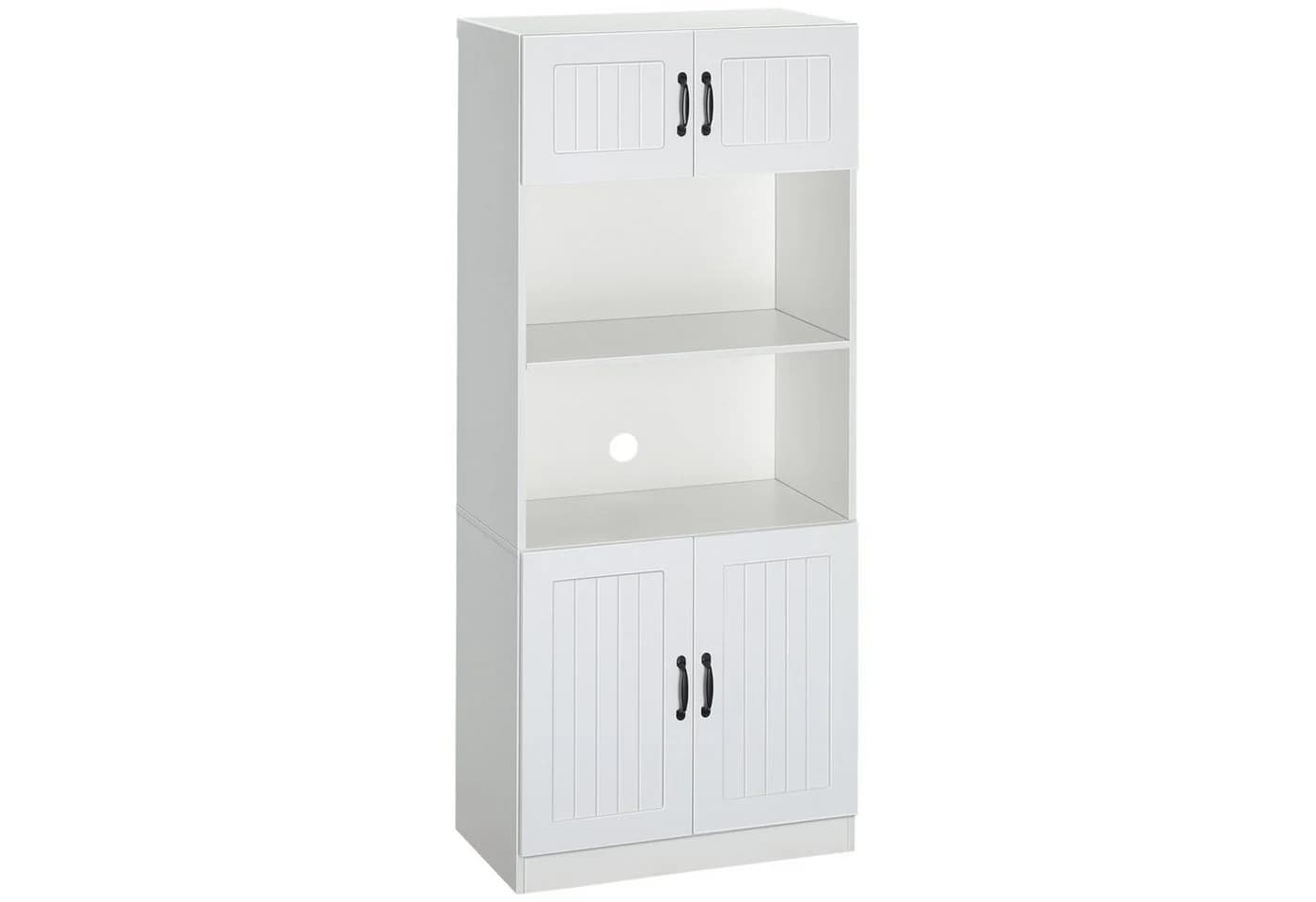 HOMCOM Küchenbuffet Hochschrank Weiß Landhausstil
