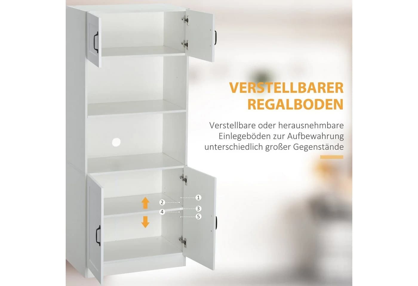 HOMCOM Küchenbuffet Hochschrank Weiß Landhausstil - Bild 5