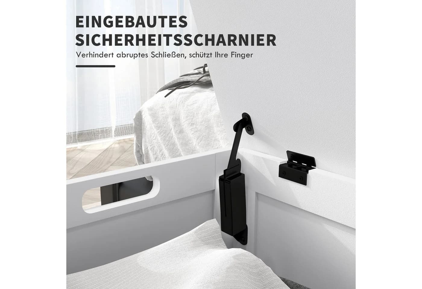 HOMCOM Truhe mit Deckel und Griff Weiß Aufbewahrungsbox MDF - Bild 5