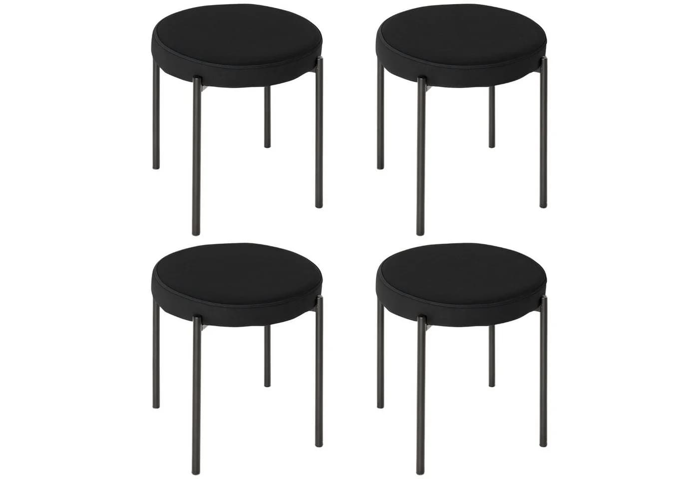 HOMCOM Stapelhocker 4er Set Samt Schwarz Esszimmer