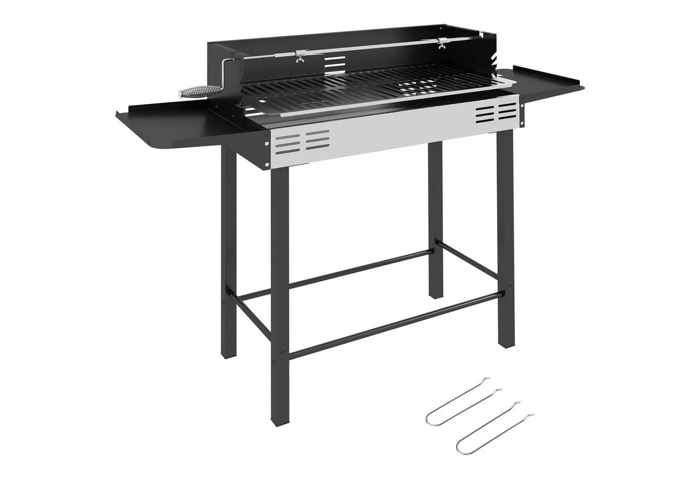 Outsunny Holzkohlegrill mit Rotisserie-Kit klappbar