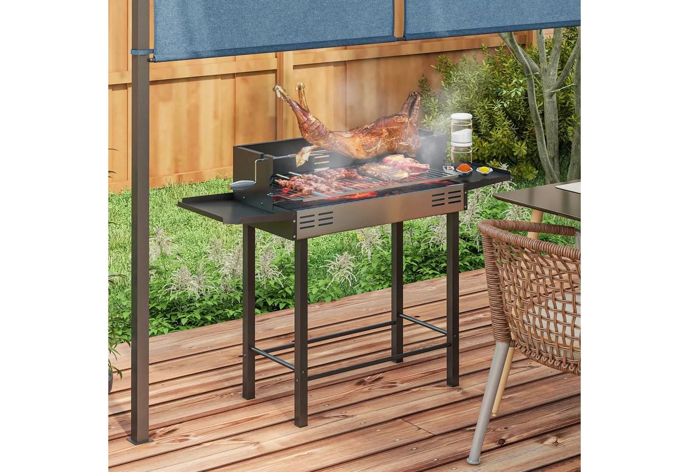 Outsunny Holzkohlegrill mit Rotisserie-Kit klappbar - Bild 2