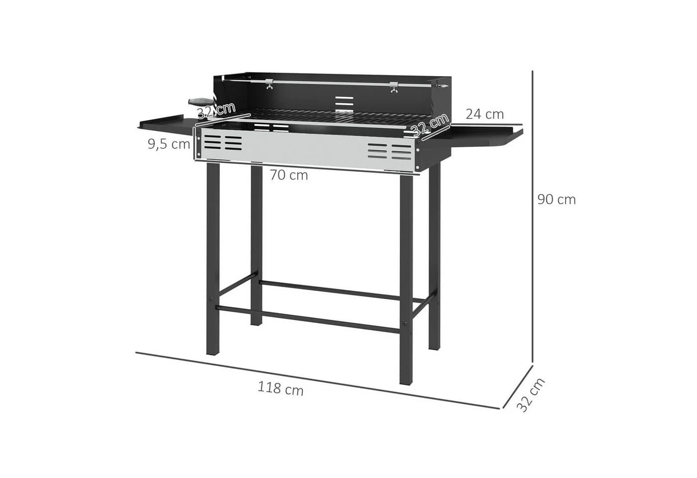Outsunny Holzkohlegrill mit Rotisserie-Kit klappbar - Bild 3