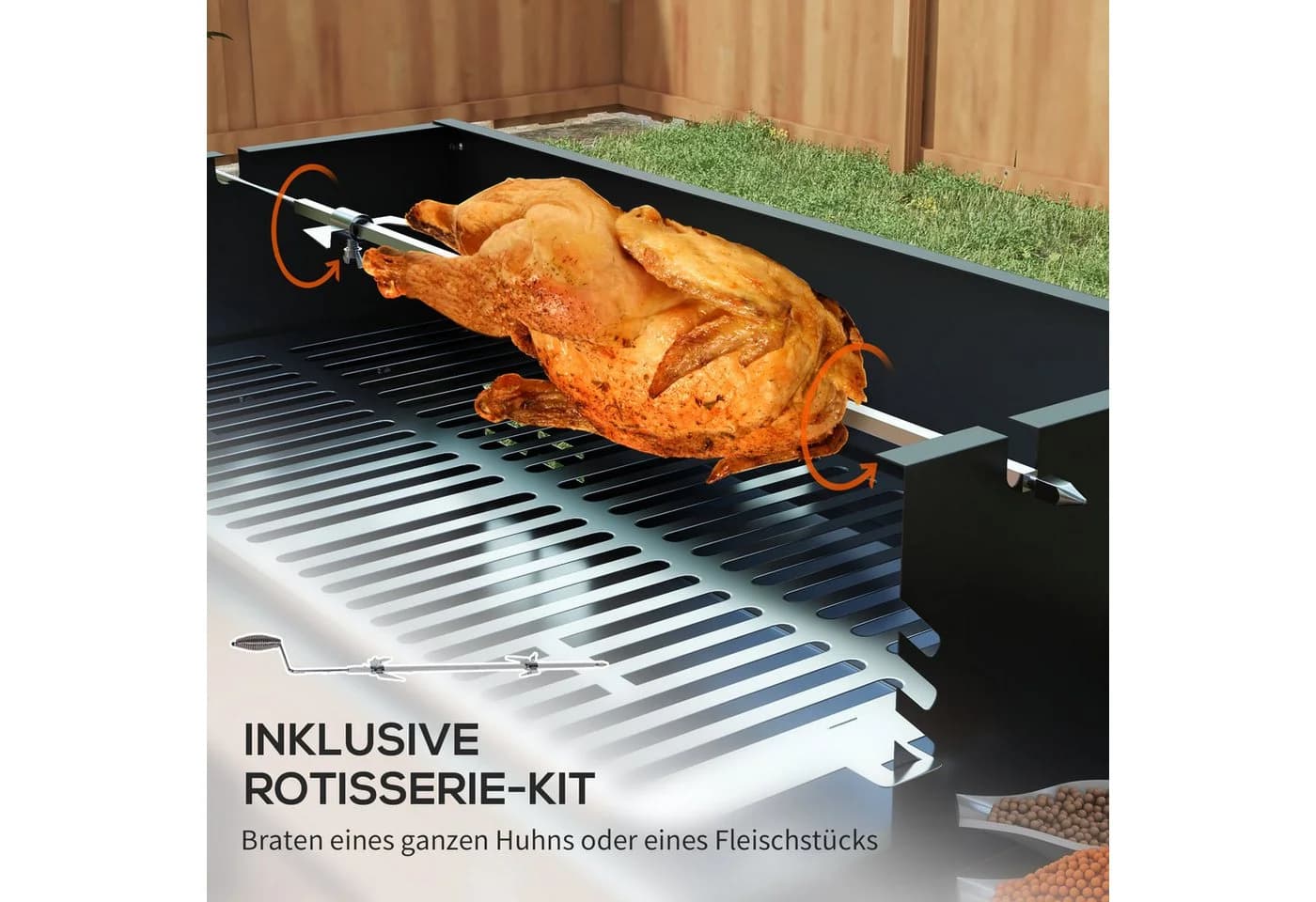 Outsunny Holzkohlegrill mit Rotisserie-Kit klappbar - Bild 4