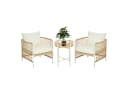 Outsunny Gartenlounge-Set 3-tlg. Gelb/Weiss PE-Rattan mit Kissen Bild 1