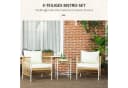 Outsunny Gartenlounge-Set 3-tlg. Gelb/Weiss PE-Rattan mit Kissen Bild 4