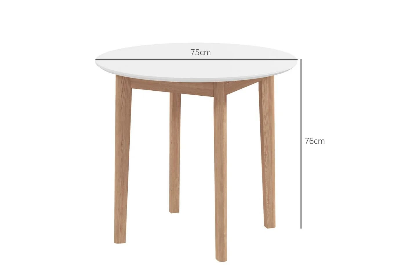 HOMCOM Esstisch Esszimmertisch für 2 Personen aus Massivholz, Weiß - Bild 3