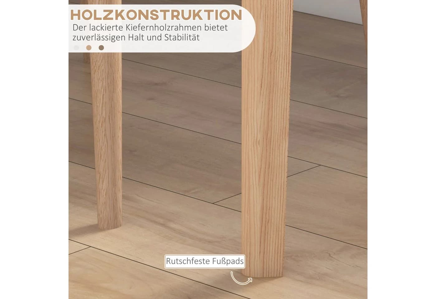 HOMCOM Esstisch Esszimmertisch für 2 Personen aus Massivholz, Weiß - Bild 5