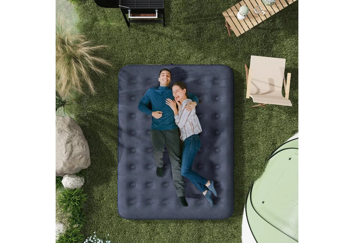 Outsunny Luftmatratze 2 Personen Dunkelblau 203x152x22 cm - Bild 2