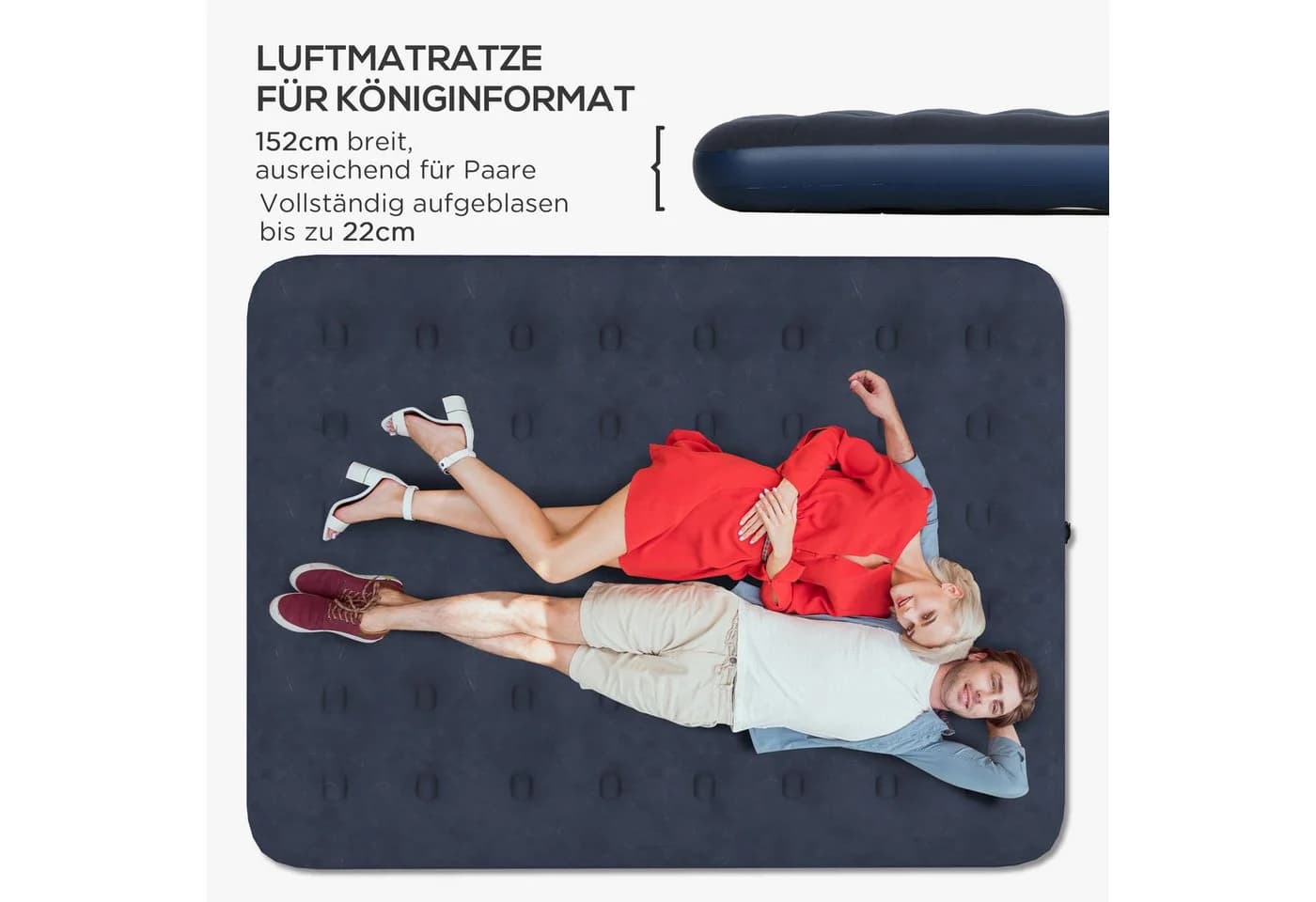 Outsunny Luftmatratze 2 Personen Dunkelblau 203x152x22 cm - Bild 4