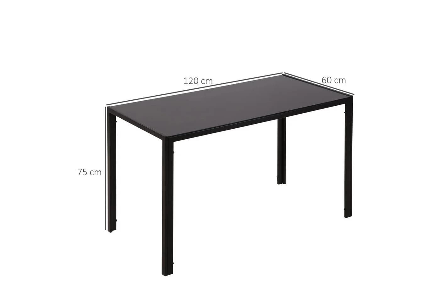 HOMCOM Esstisch für 4 Personen Schwarz Gehärtetes Glas Modern - Bild 3
