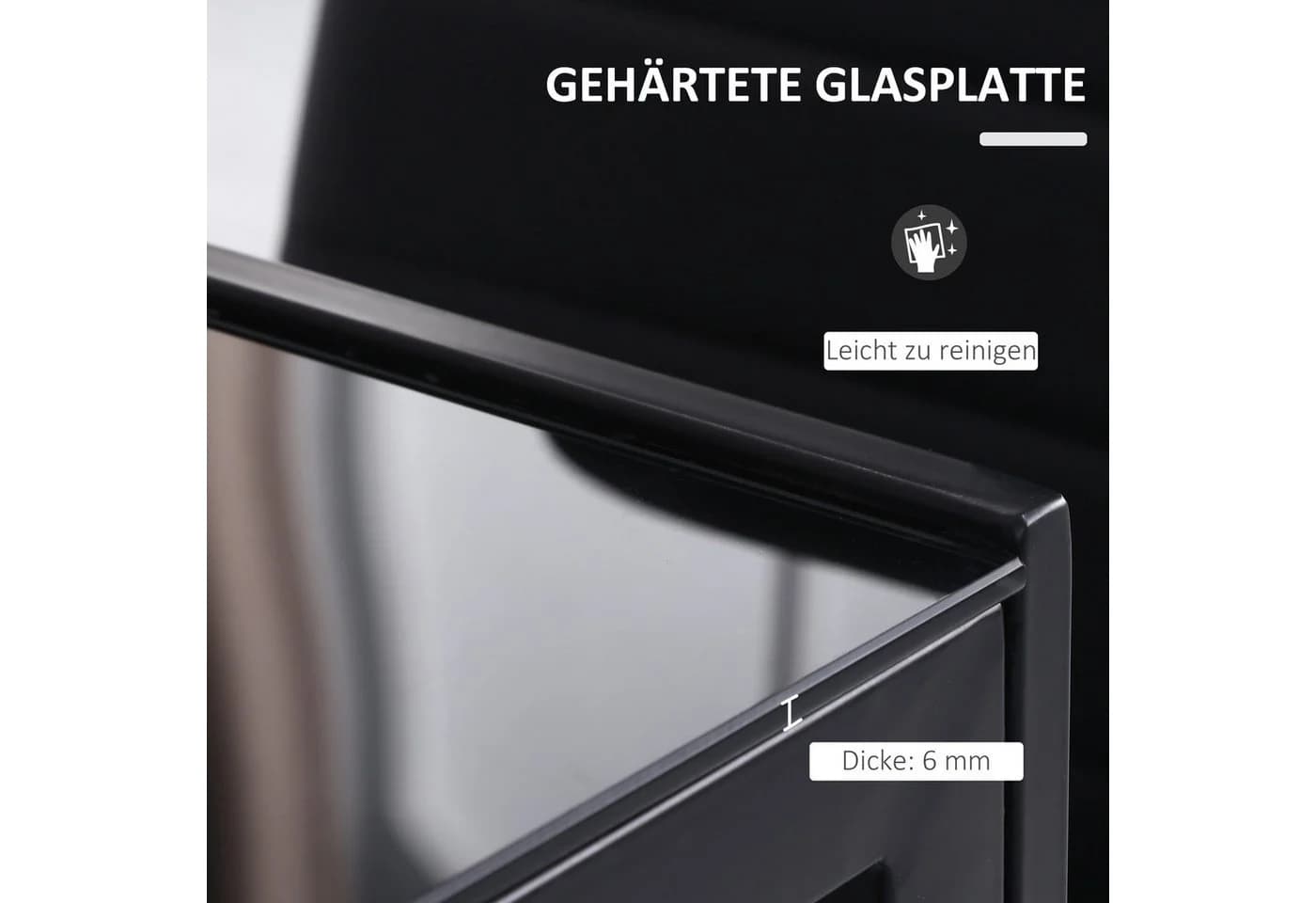 HOMCOM Esstisch für 4 Personen Schwarz Gehärtetes Glas Modern - Bild 4