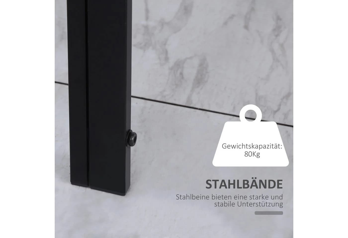 HOMCOM Esstisch für 4 Personen Schwarz Gehärtetes Glas Modern - Bild 5