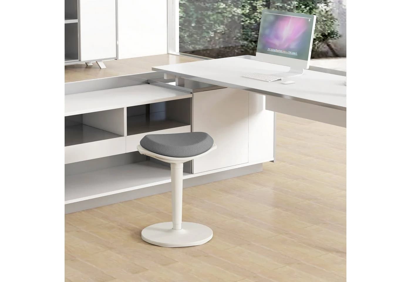 HOMCOM Ergonomischer Bürohocker Grau Höhenverstellbar Mesh - Bild 2