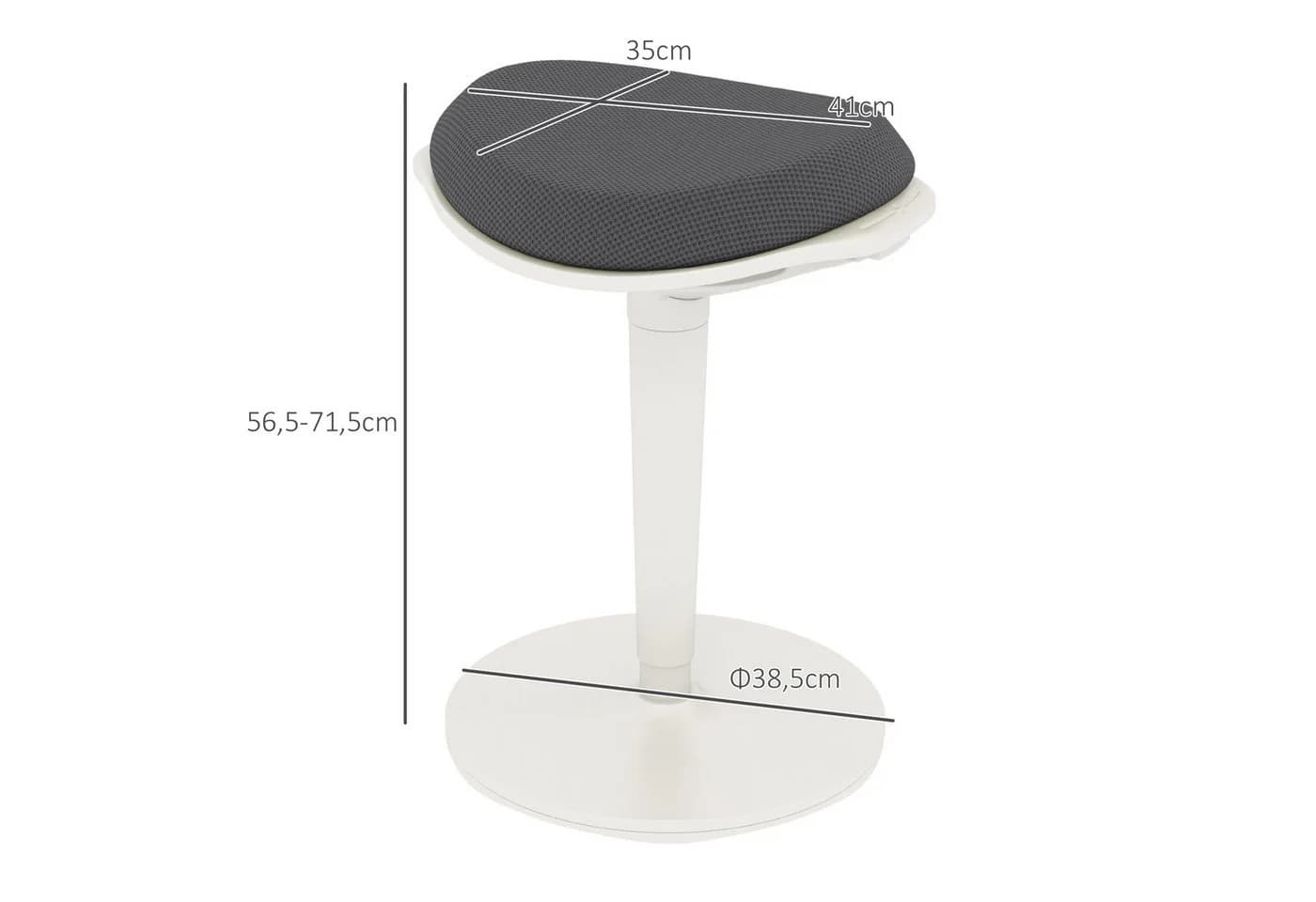 HOMCOM Ergonomischer Bürohocker Grau Höhenverstellbar Mesh - Bild 3