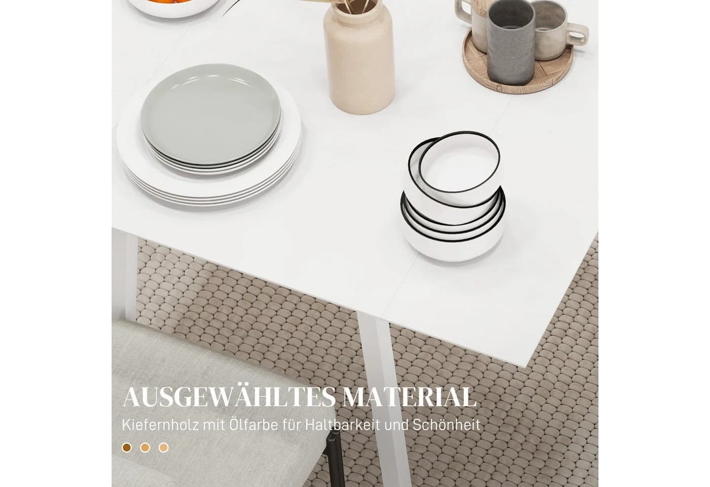 HOMCOM Klapptisch Esszimmertisch Weiß Kiefernholz - Bild 5