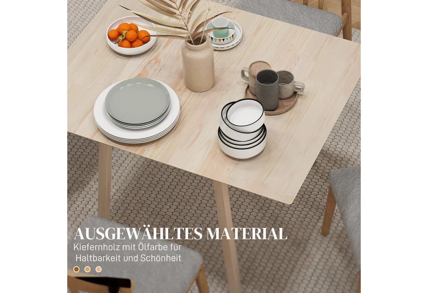 HOMCOM Klapptisch Esszimmertisch Kiefernholz Natur 2-4 Plätze - Bild 5