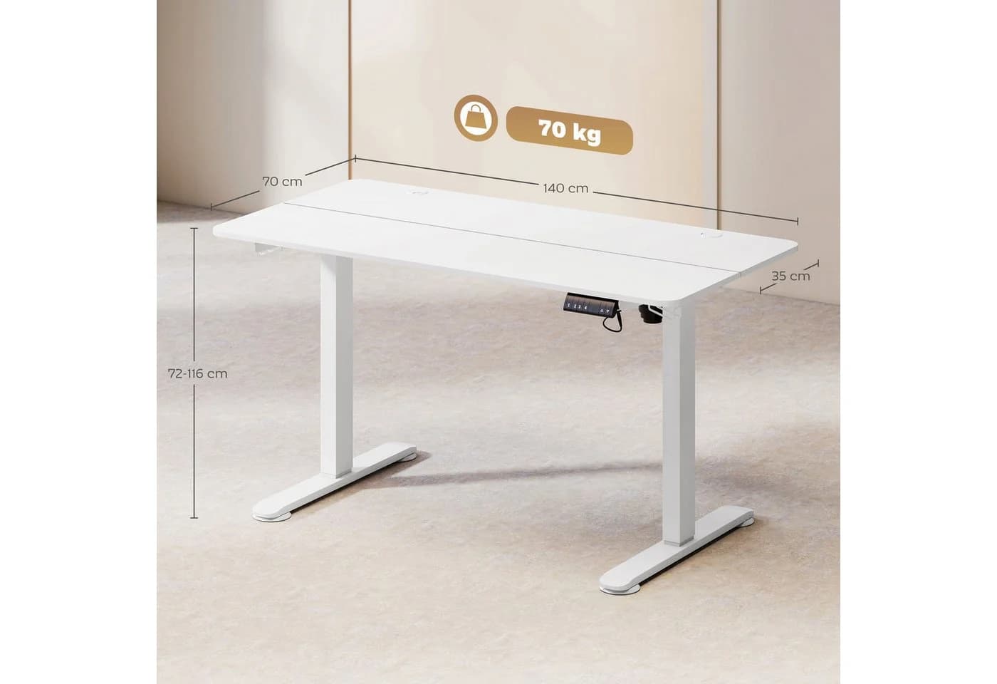 Vinsetto Elektrisches Stehpult Höhenverstellbar Weiß - Bild 3
