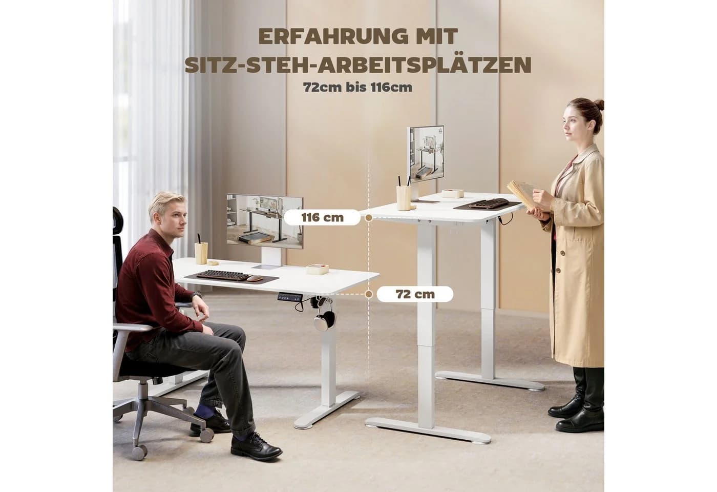 Vinsetto Elektrisches Stehpult Höhenverstellbar Weiß - Bild 4