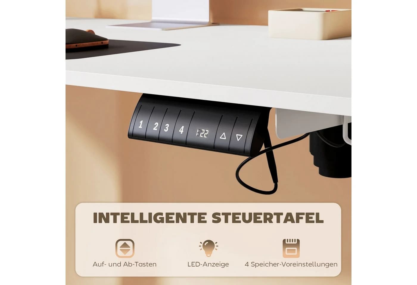 Vinsetto Elektrisches Stehpult Höhenverstellbar Weiß - Bild 5
