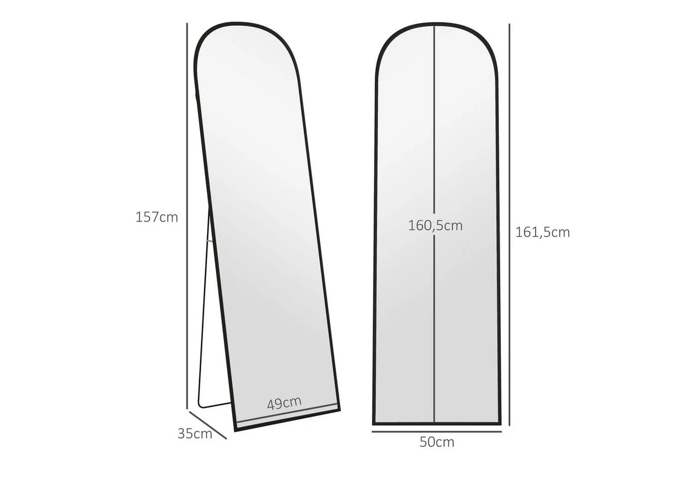 HOMCOM Ganzkörperspiegel Schwarz Aluminium - Bild 3