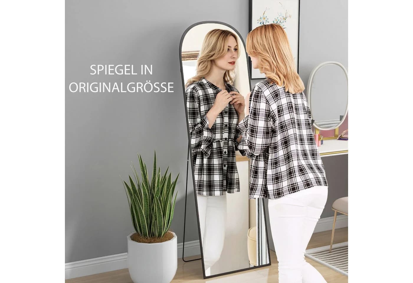 HOMCOM Ganzkörperspiegel Schwarz Aluminium - Bild 4