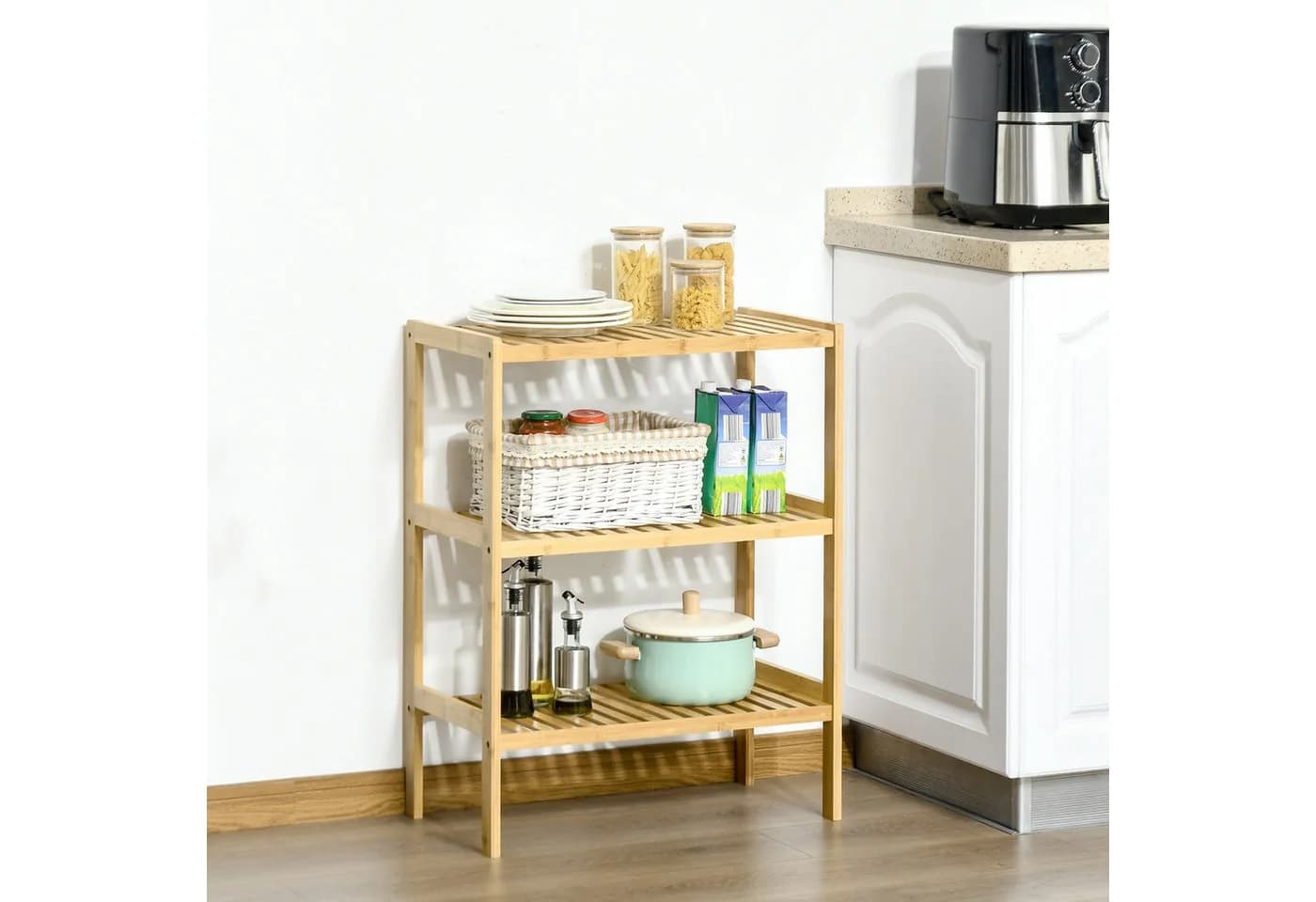 HOMCOM Bambus Standregal 3 Ebenen Natur Modern - Bild 2