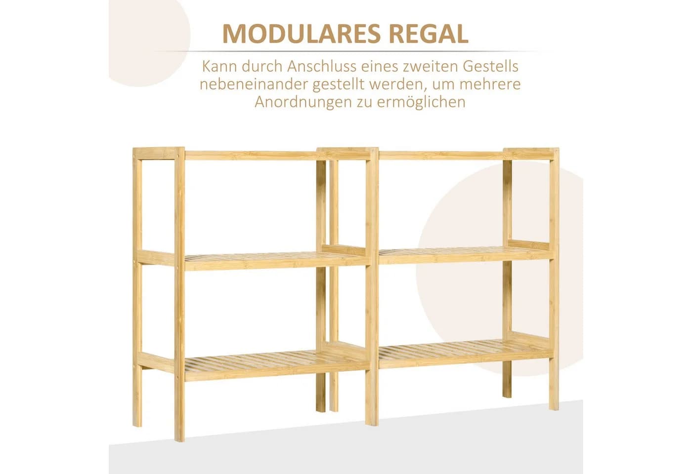 HOMCOM Bambus Standregal 3 Ebenen Natur Modern - Bild 5