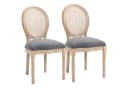 HOMCOM Esszimmerstuhl 2er-Set Grau Polyrattan Kautschukholz Französischer Stil Bild 1
