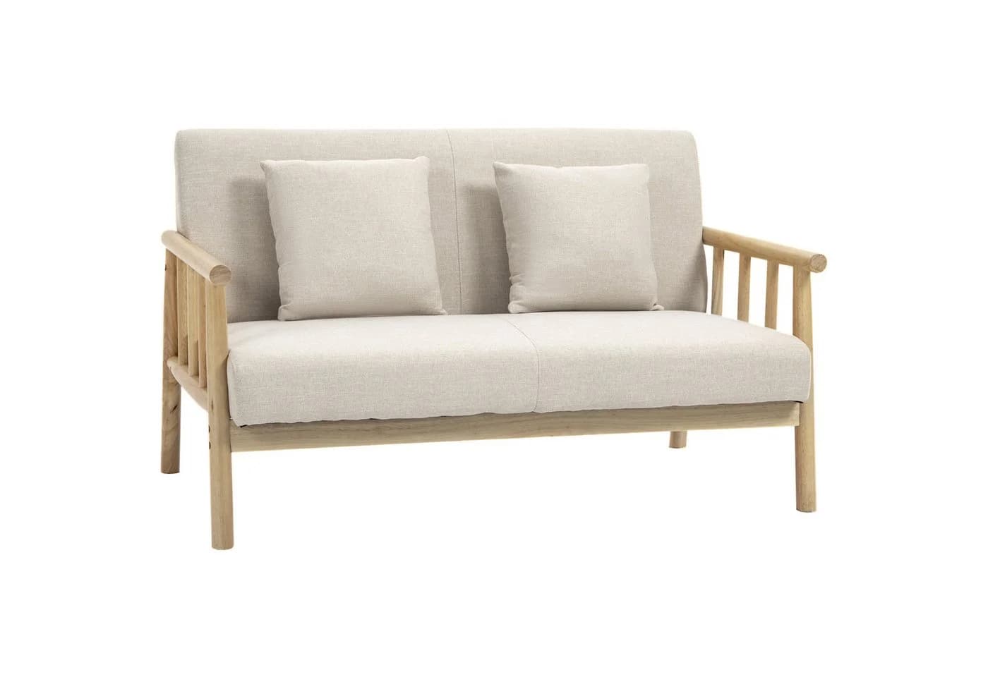 HOMCOM 2-Sitzer Sofa Beige Polyester Leinenoptik