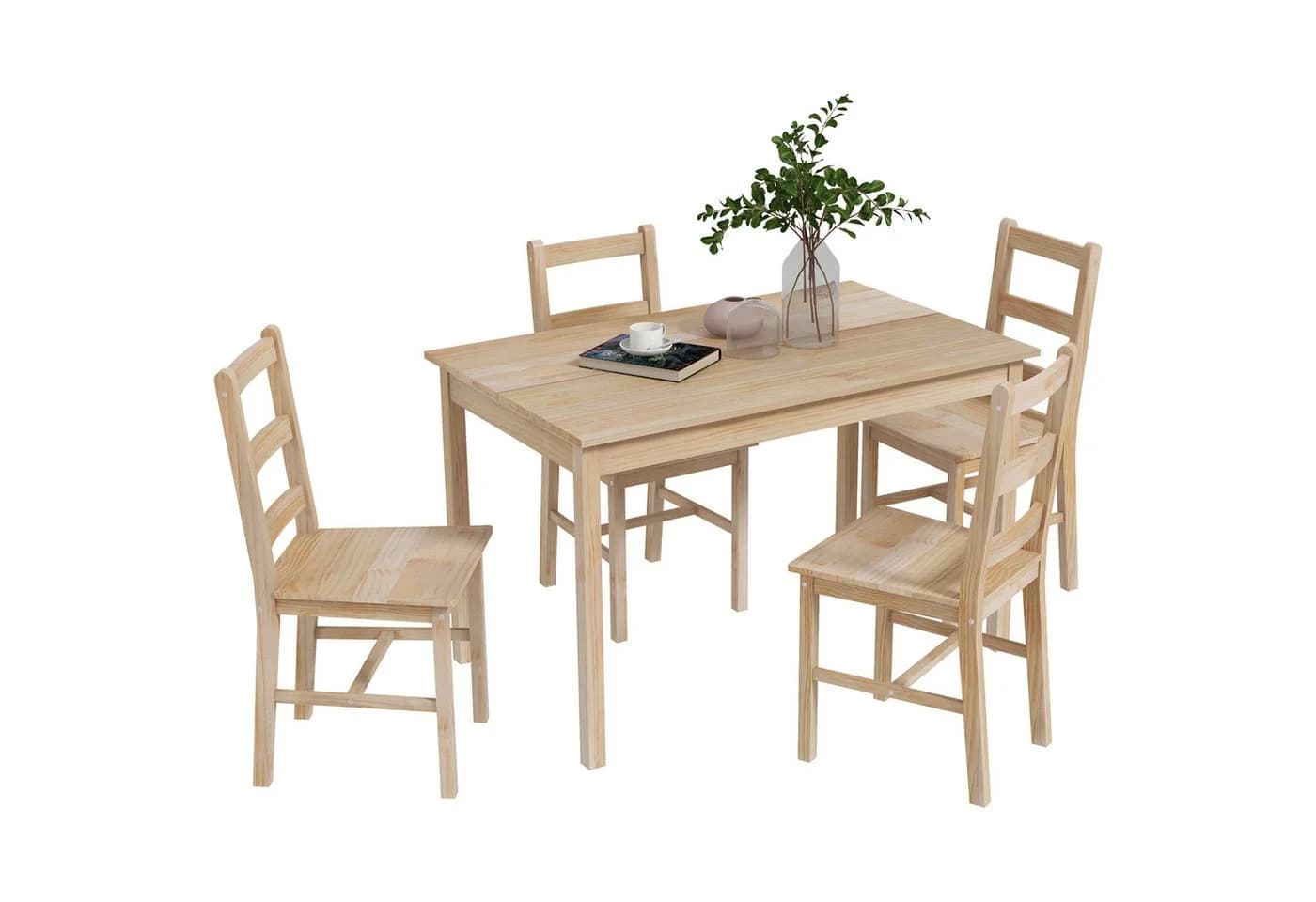HOMCOM Essgruppe 5-teilig Massivholz Kiefer Natur
