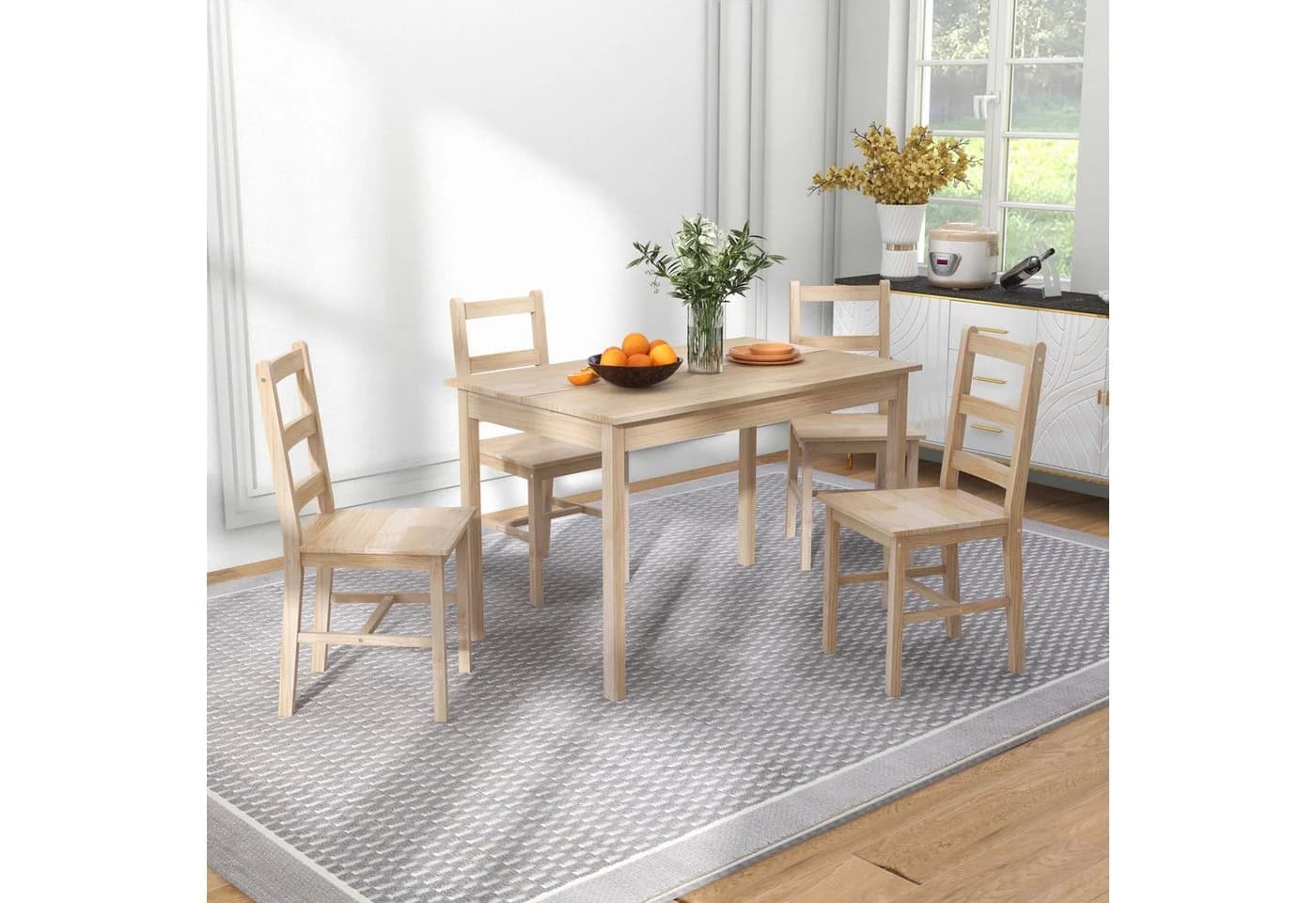 HOMCOM Essgruppe 5-teilig Massivholz Kiefer Natur - Bild 2