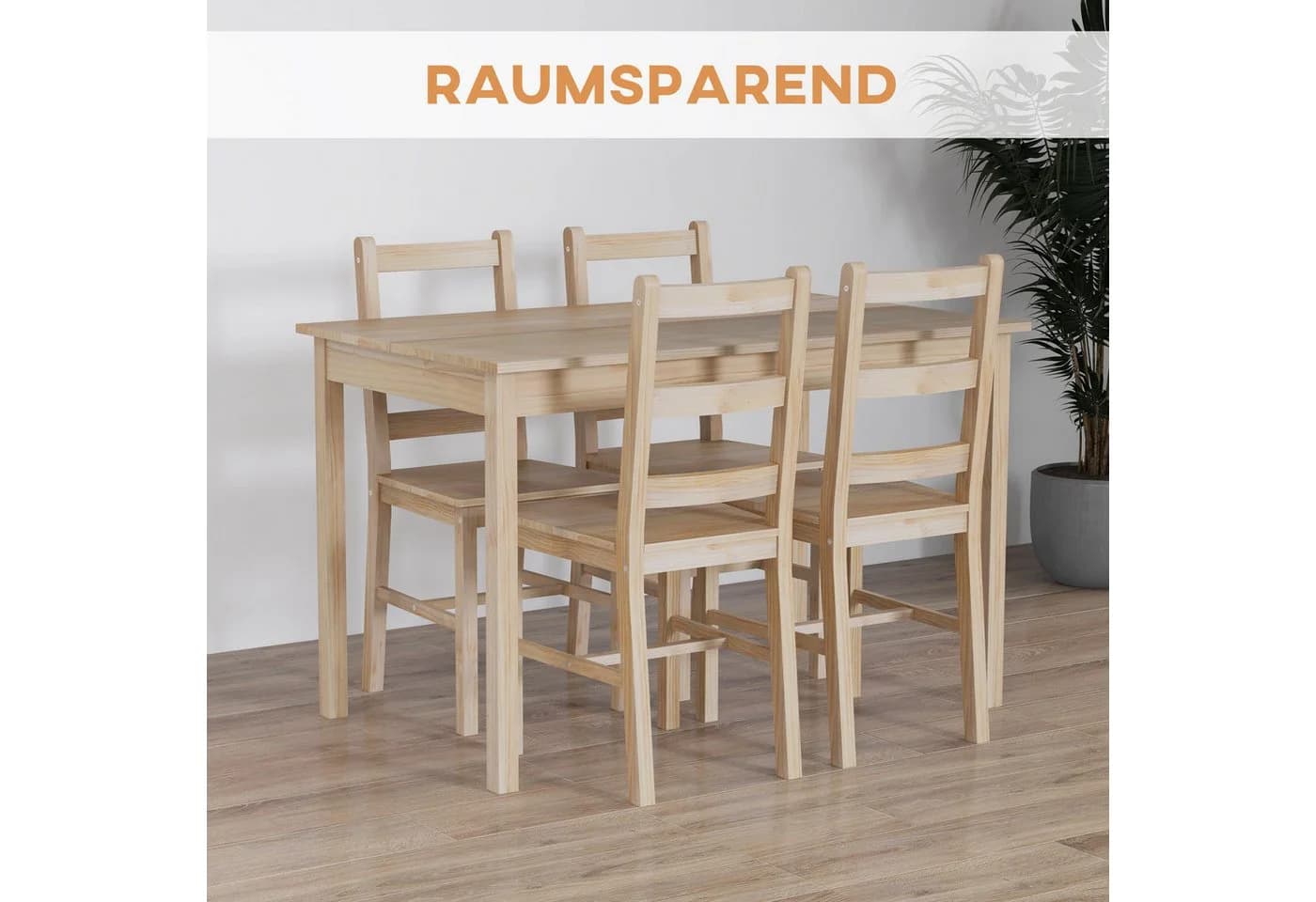 HOMCOM Essgruppe 5-teilig Massivholz Kiefer Natur - Bild 5