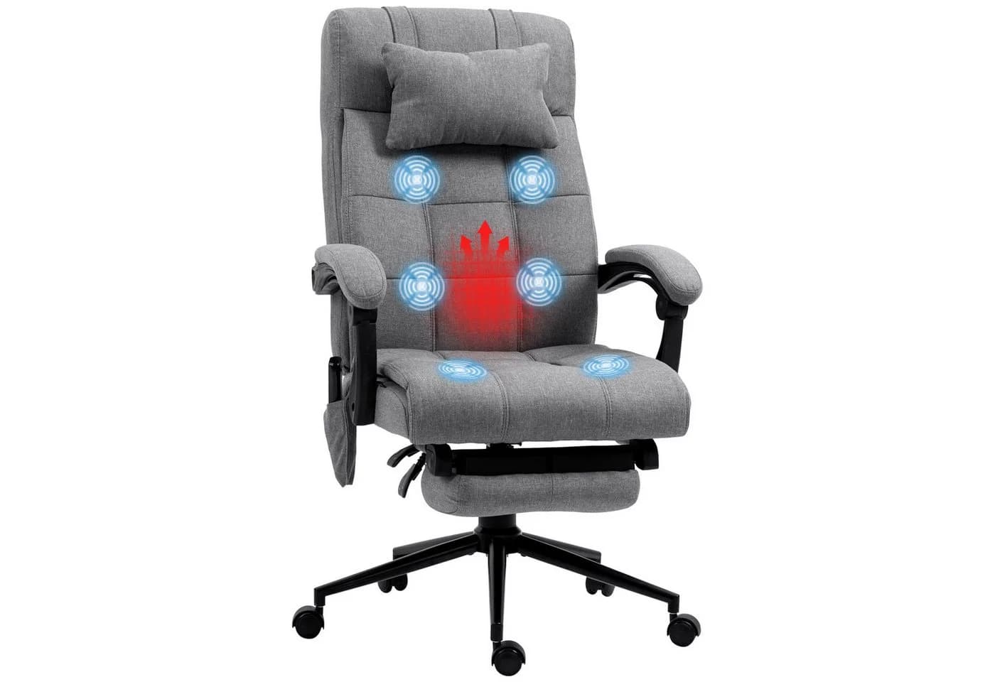 Vinsetto Schreibtischstuhl Bürostuhl mit Massagefunktion, Grau - Bild 1