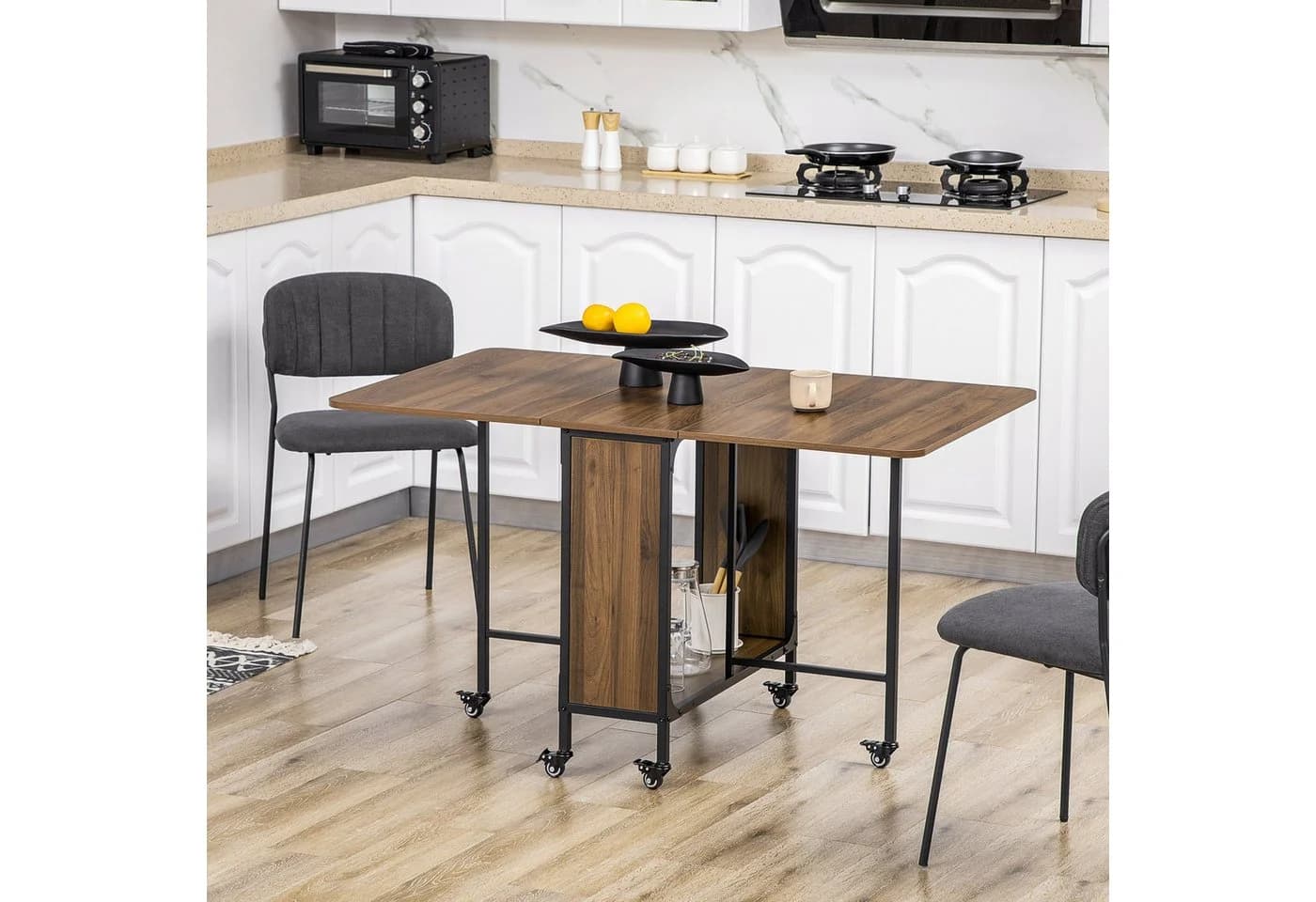 HOMCOM Klapptisch Esszimmertisch für 6 Personen Braun mit Ablage - Bild 2