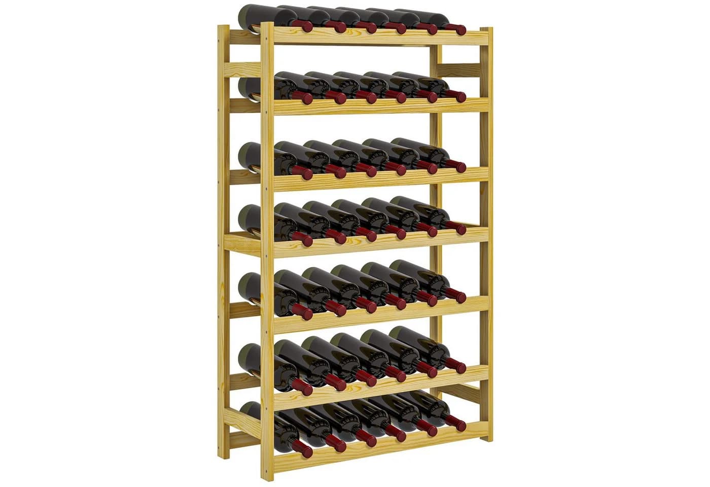 HOMCOM Weinregal 7 Ebenen Kiefernholz Natur