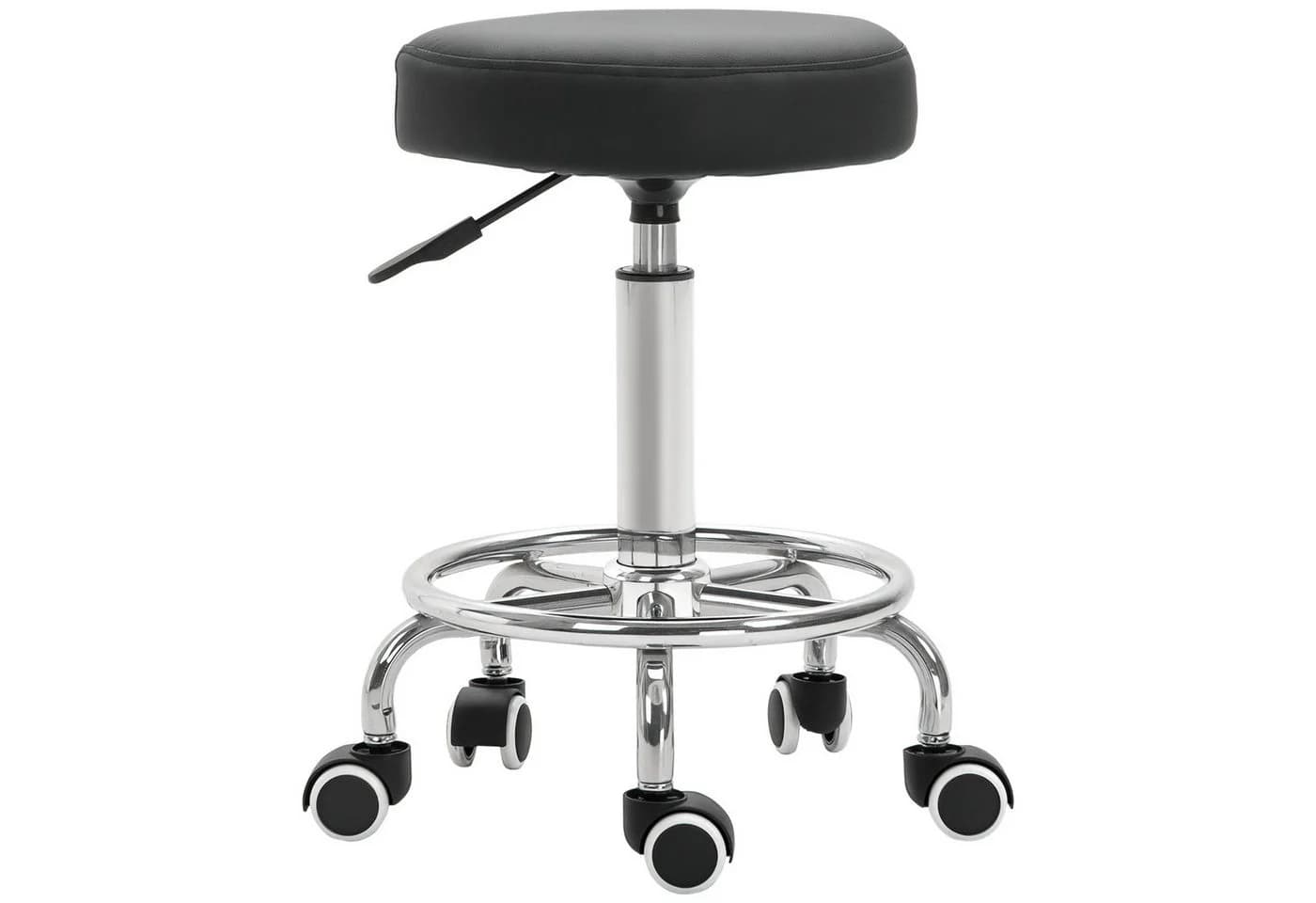 Vinsetto Rollsitz Samt-Touch mit Rädern, höhenverstellbarer Salonhocker, Schwarz